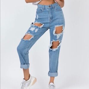 Princess Polly Light Wash Ripped Jeans